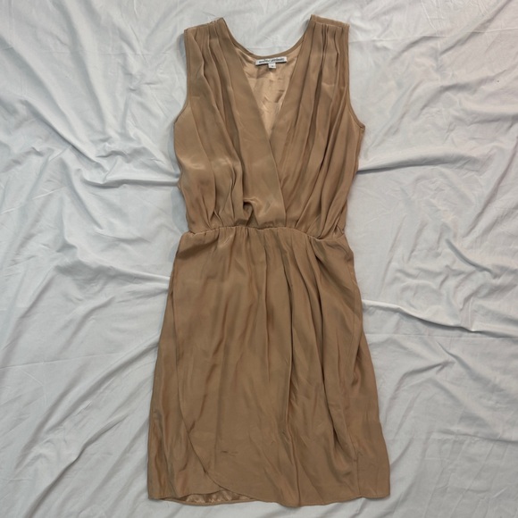 Amanda Uprichard 100% Silk Tan Mini Slip Dress - Picture 1 of 7